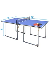 Simplie Fun Foldable Ping Pong Table Complete Set, Mid-Size 6'x3'