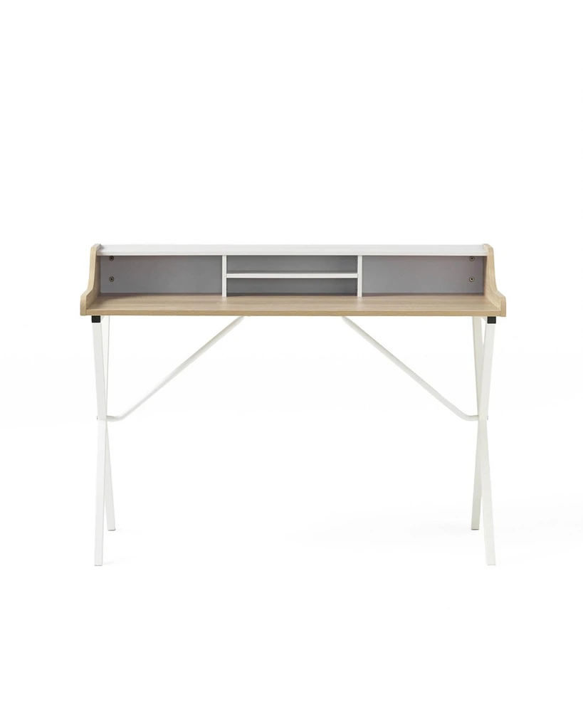 Simplie Fun Modern Computer Desk with Storage and Durable Iron Legs