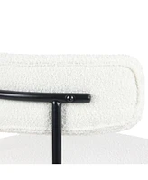Modern Round Boucle Dining Chairs, Set of 2, White