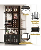 Streamdale Furniture Industrial 82.7" Freestanding Floor Wine Cabinet with Glass Rack