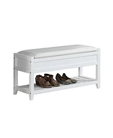 Rouen Seating Bench with Shoe Storage, White