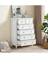 Streamdale Furniture Modern Wooden Dresser with 6 Spacious Drawers and Metal Handles