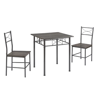 Simplie Fun 3-Piece Kitchen Dining Room Table Set Grey Chair