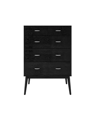 Simplie Fun Mid-Century Modern 4-Drawer Storage Dresser in Faux Wood with Rubberwood Legs