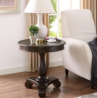 Round Wood Pedestal Side Table, Espresso