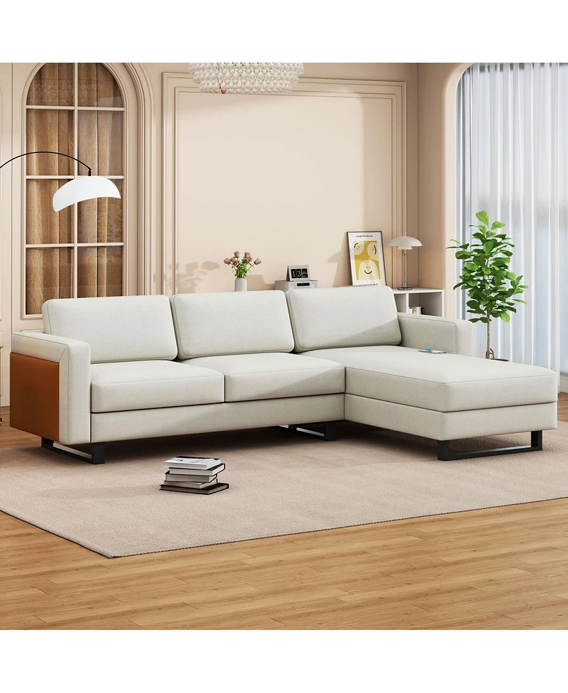 Simplie Fun Modern Upholstered Sectional Sofa for Compact Spaces and Room for 3