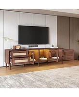 Streamdale Furniture Multifunctional Tv Stand with Rattan Drawers and Ample Storage