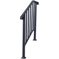Durable Steel Pipe 3-Step Handrail for Concrete Steps, Black