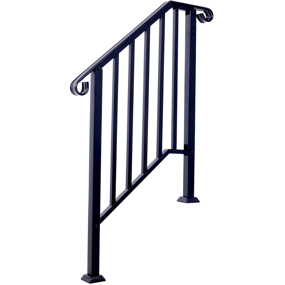 Streamdale Furniture Durable Steel Pipe 3-Step Handrail for Concrete Steps, Black