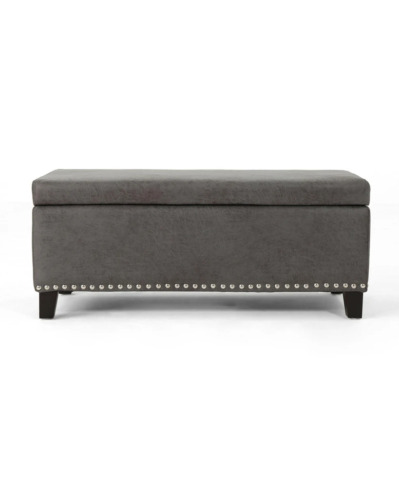 Simplie Fun Contemporary Microfiber Nailhead Storage Ottoman with Ample Space