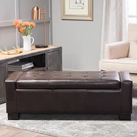 Streamdale Furniture Rothwell Brown Leather Tufted Storage Ottoman