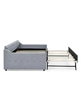 Streamdale Furniture Full-Size Upholstery Daybed with Pull-Out Trundle and Usb Charging