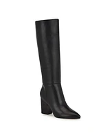 Nine West Women's Peachey Block Heel Pointy Toe Knee High Boots