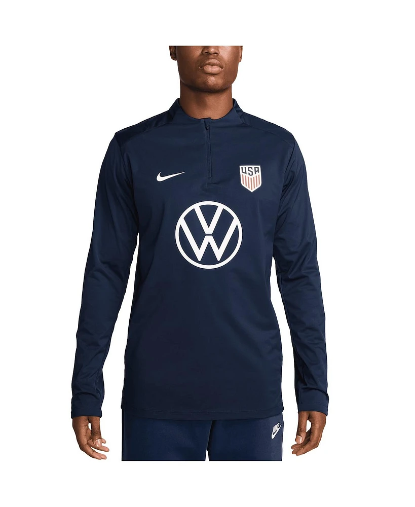 Nike Men's Navy Usmnt 2024 Strike Drill Performance Quarter-Zip Pullover Top