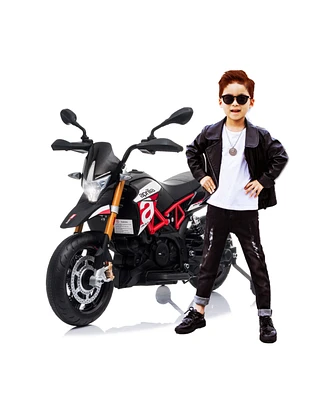 Simplie Fun Aprilia-Designed Electric Motorcycle with Training Wheels and MP3 Player