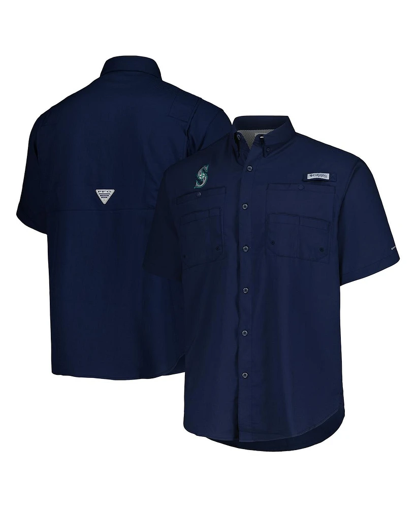 Columbia Men's Navy Seattle Mariners Tamiami Omni-Shade Button-Down Shirt