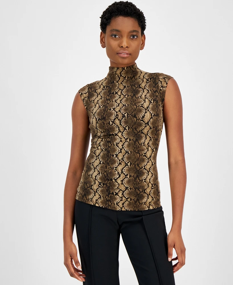 Michael Kors Women's Snake-Print Funnel-Neck Top