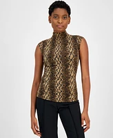 Michael Kors Women's Snake-Print Funnel-Neck Top