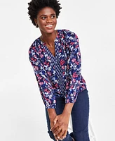 Jones New York Women's Printed Raglan-Sleeve Top