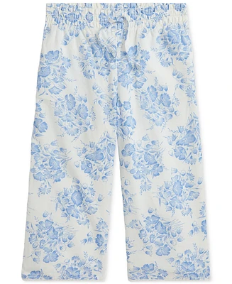 Floral Slub Cotton Pull-On Pant