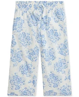 Floral Slub Cotton Pull-On Pant