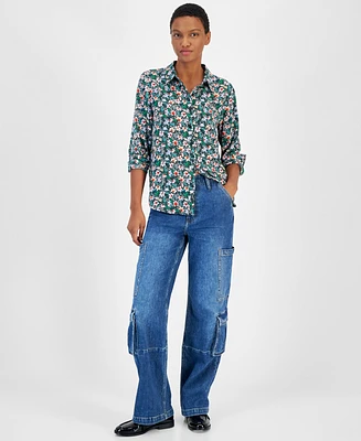 On 34th Women's Button-Front Crepe Shirt