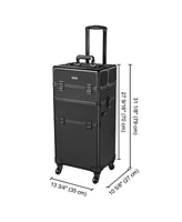 Byootique 4 Wheel Aluminum Makeup Artist Lockable Cosmetic Train Case Storage