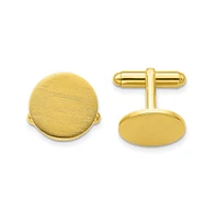 Diamond2Deal Kelly Waters Gold-plated Satin Round Engravable Cuff Links