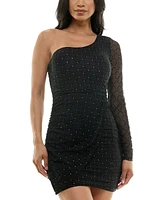 City Studios Juniors' Glitter One-Sleeve Bodycon Dress