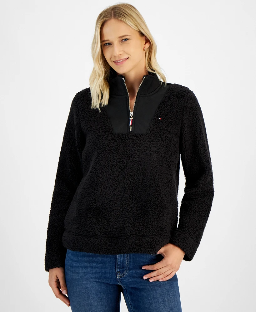 Tommy Hilfiger Women's Sherpa Mock Neck Long-Sleeve Sweater