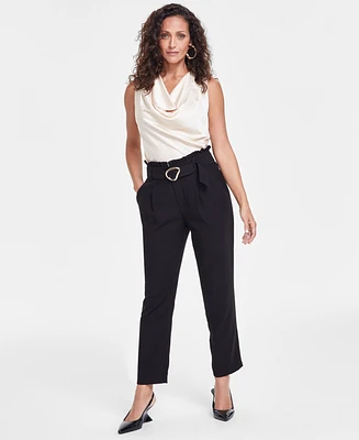 I.n.c. International Concepts Women's High-Rise Paperbag Pants, Created for Macy's