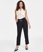 I.n.c. International Concepts Women's High-Rise Paperbag Pants, Created for Macy's