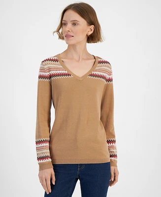 Tommy Hilfiger Women's Fair Isle V-Neck Sweater