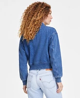 Levi's Women's Ribbed-Edge Cropped Denim Bomber Jacket