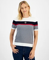 Tommy Hilfiger Women's Cotton Color-Blocked Crewneck Tee