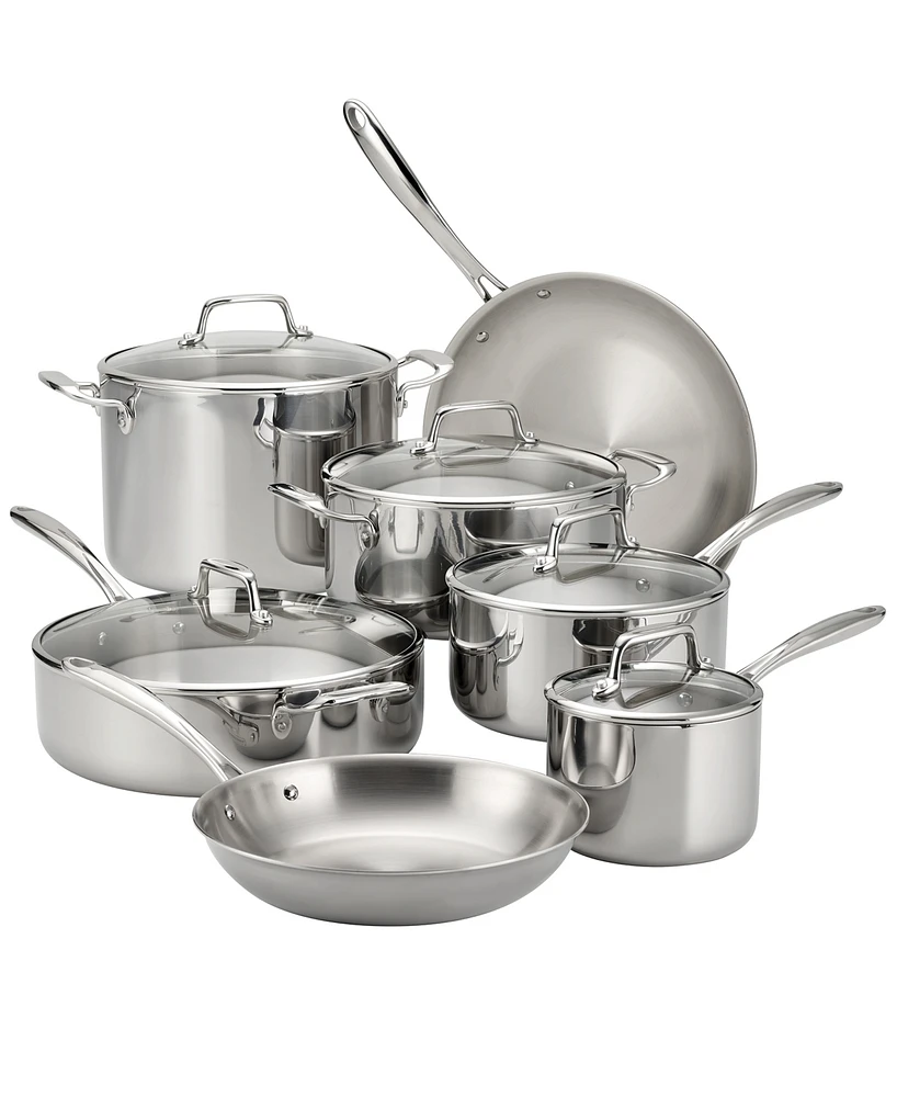 Tramontina TriPly Clad Stainless Steel Glass Lid 12 Pc Cookware Set