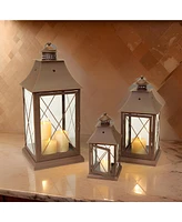 Slickblue Classic Brown Metal Candle Lantern (Set of 3)