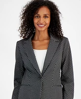 T Tahari Women's Printed Notched Collar One-Button Blazer