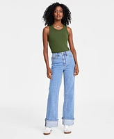 On 34th Women's Wide-Cuff Wide-Leg Jeans, Created for Macy's