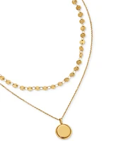 Ajoa 18k Gold-Plated Layered Coin Pendant Necklace, 18"+ 2" extender