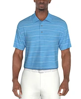 Pga Tour Men's Broken Stripe Jacquard Short0Sleeve Golf Polo Shirt