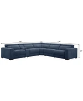 Nevio 6-Pc. Fabric Power Headrest Sectional with Console and 3 Motion Chairs