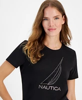 Nautica Jeans Women's Embellished Logo Crewneck T-Shirt