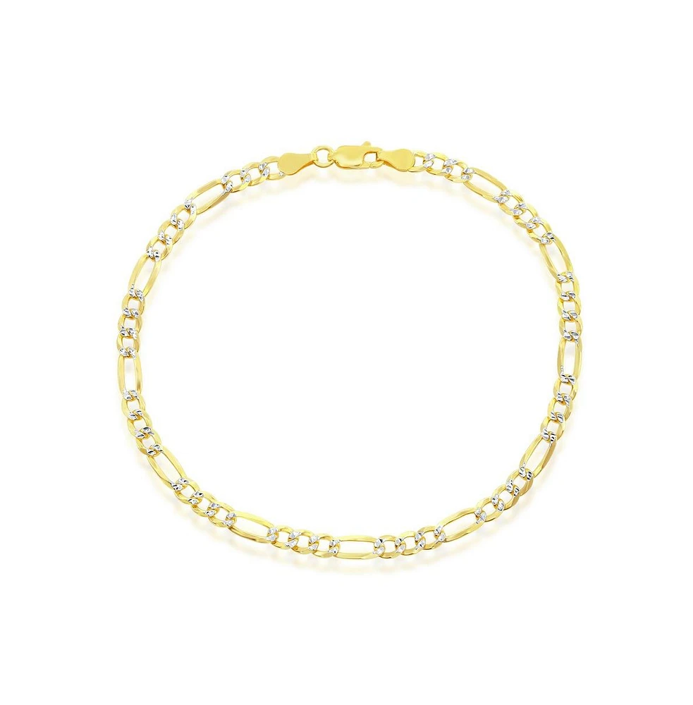 Simona Sterling Silver 4mm Pave Figaro Bracelet - Gold Plated