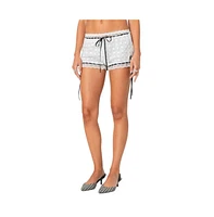 Edikted Women's Ribbon Lacey Eyelet Shorts