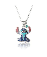 Disney Stitch Silver Plated Enamel & Blue Crystal Sitting Stitch Pendant