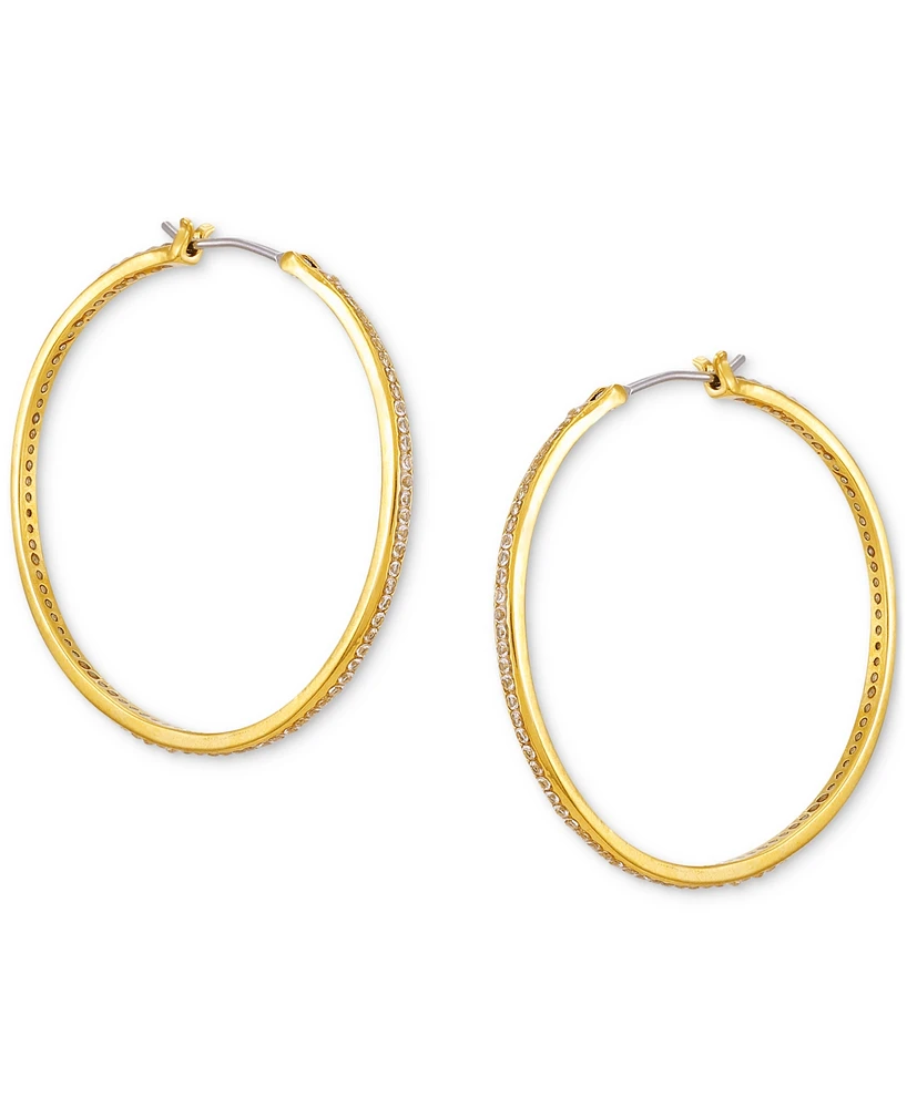 Guess 14k Gold Ion-Plated Medium Pave Hoop Earrings, 1.25"