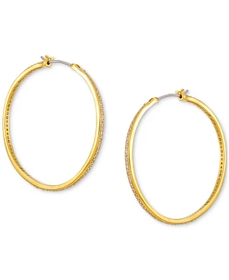 Guess 14k Gold Ion-Plated Medium Pave Hoop Earrings, 1.25"