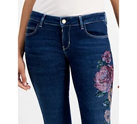 Guess Women's Hermosa Low-Rise Floral-Graphic Jeans