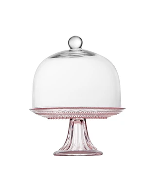 Fortessa Jupiter Pink 8.5" Cake Stand and Dome Set